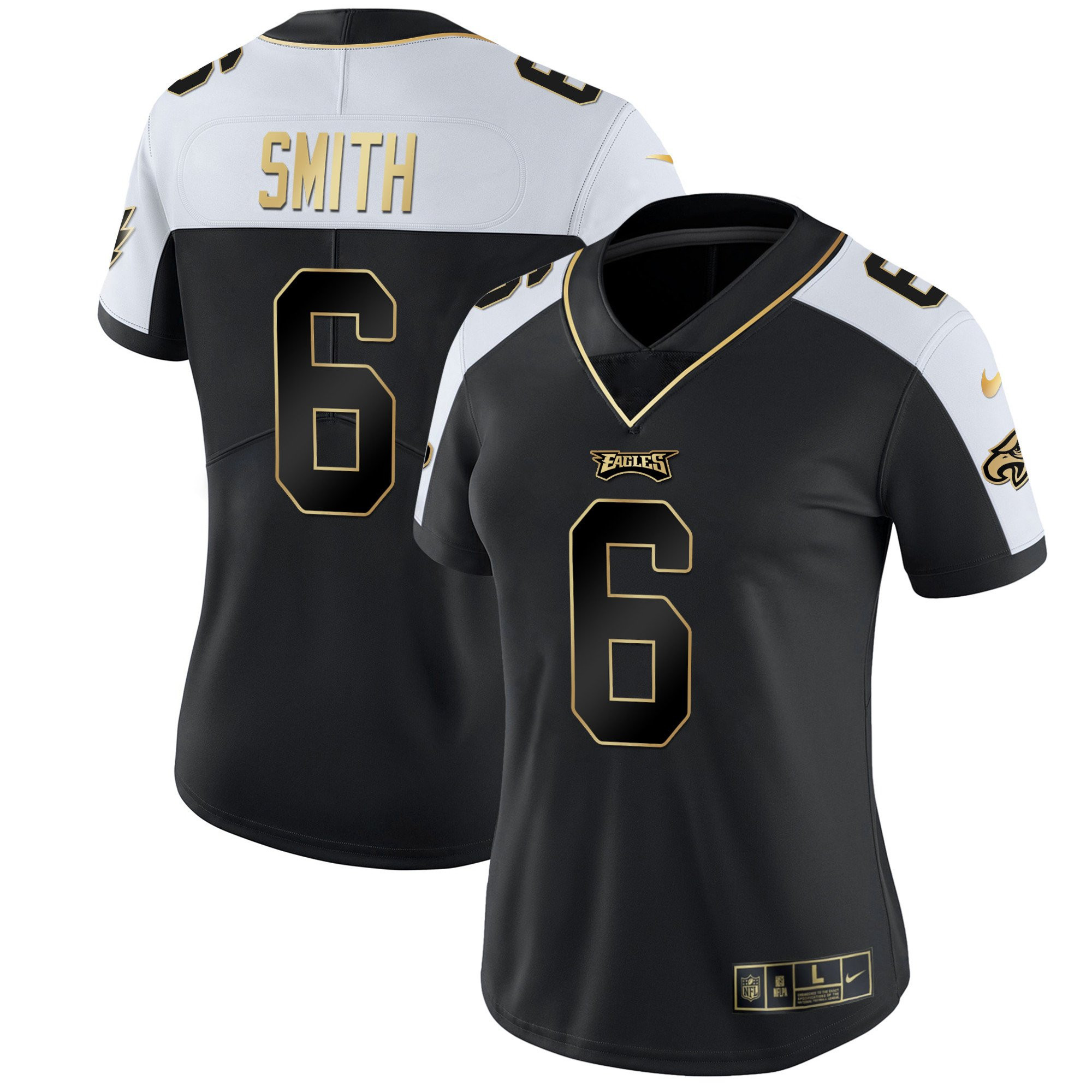 DeVonta Smith Women's Philadelphia Eagles Gold & Split Vapor Alternate Jersey - All Stitched