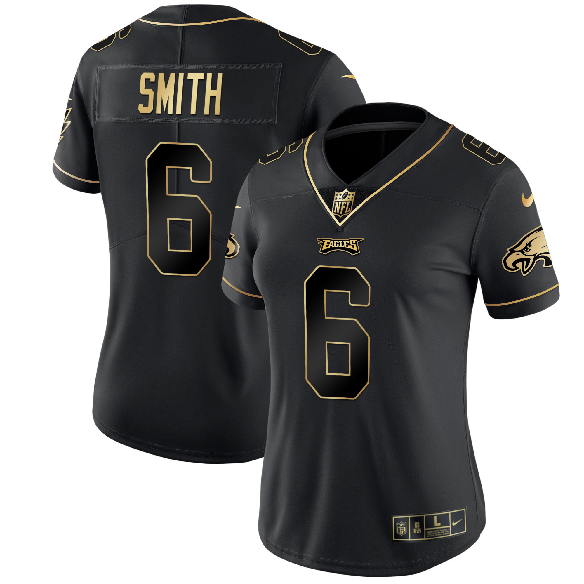DeVonta Smith Women's Philadelphia Eagles Gold & Split Vapor Black Gold Jersey - All Stitched