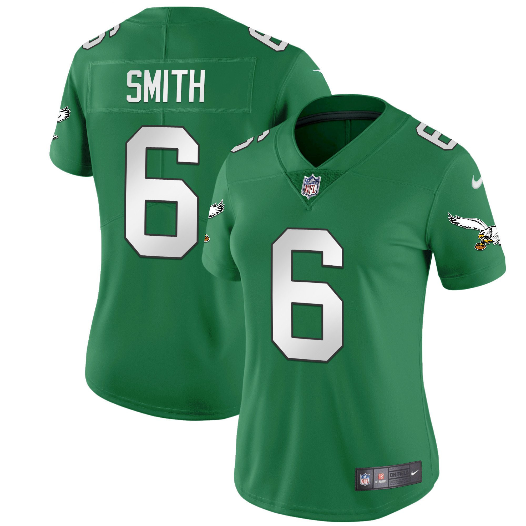 DeVonta Smith Women's Philadelphia Eagles Kelly Green Gold Jersey - All Stitched