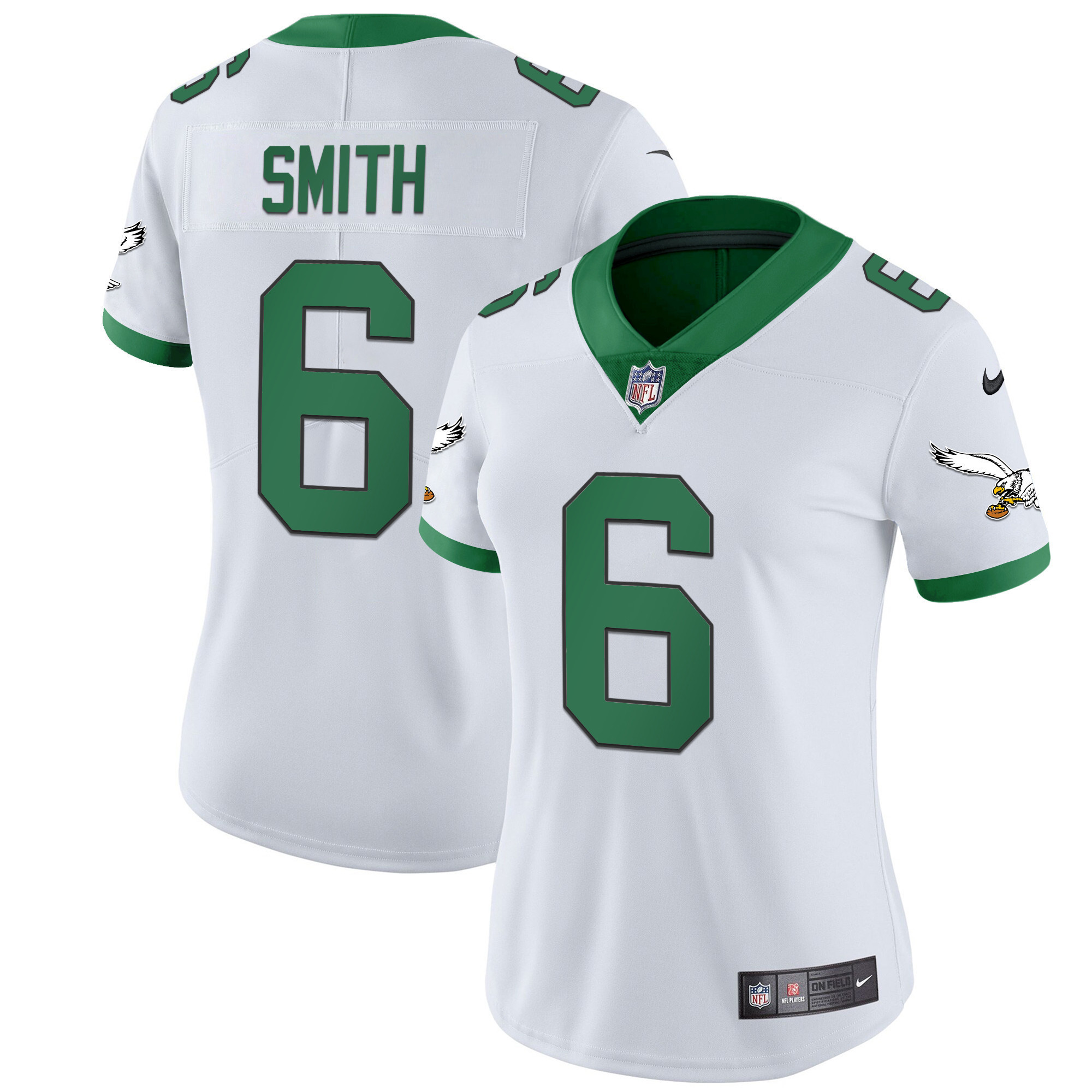 DeVonta Smith Women's Philadelphia Eagles Kelly Green Gold Kelly White Jersey - All Stitched