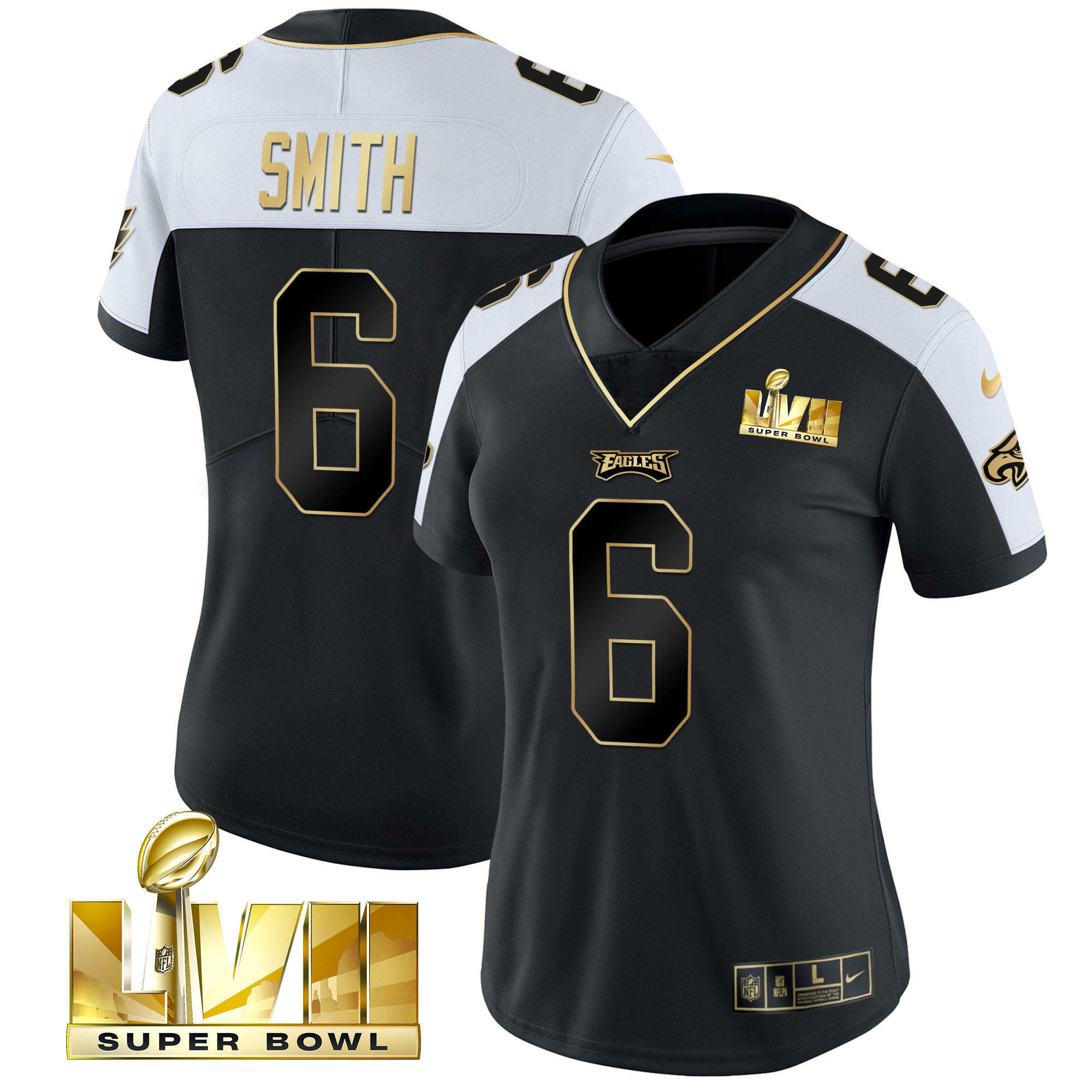 DeVonta Smith Women's Philadelphia Eagles Super Bowl LVII Gold Vapor Alternate Jersey - All Stitched