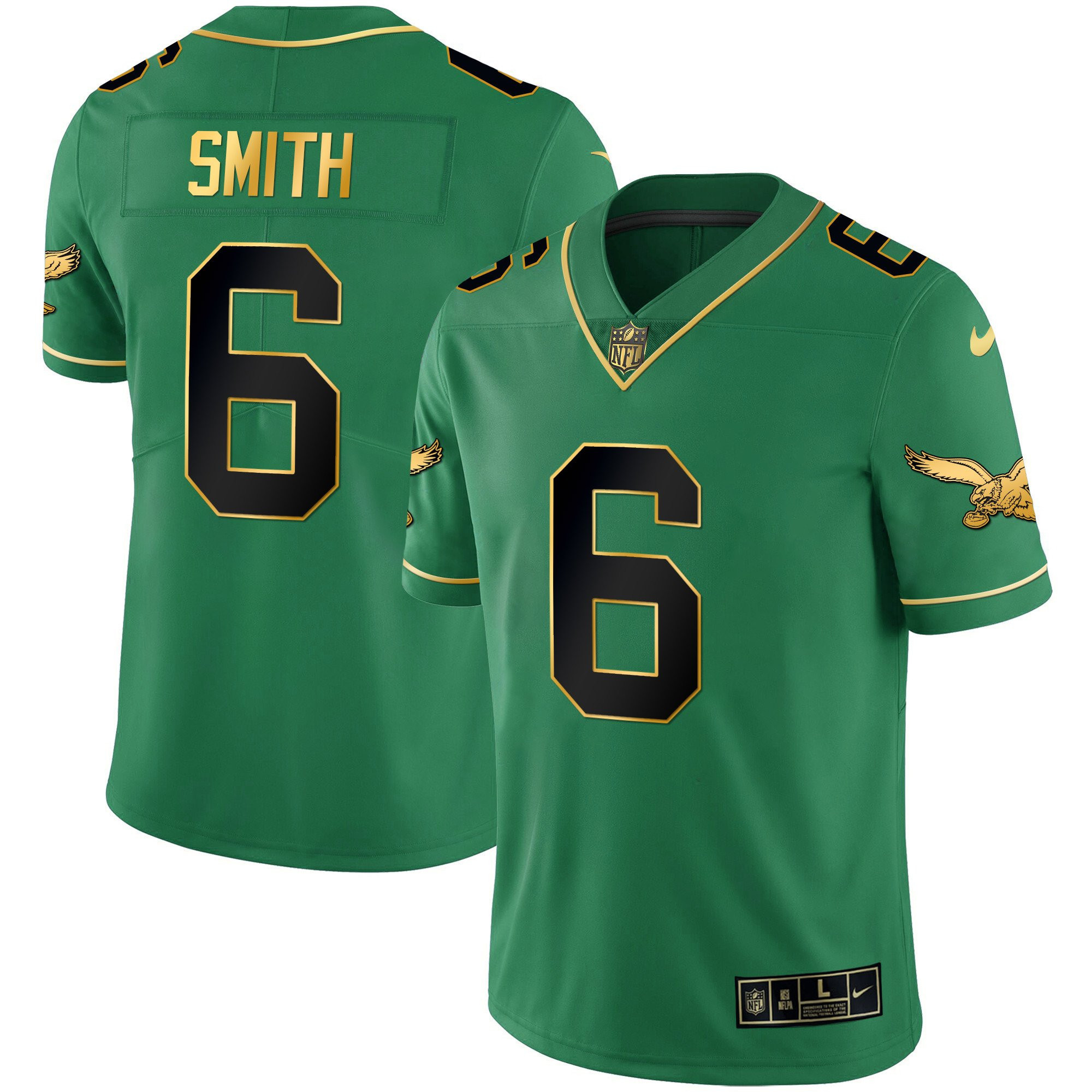 DeVonta Smith Youth's Philadelphia Eagles Kelly Green Gold Black Kelly Jersey - All Stitched