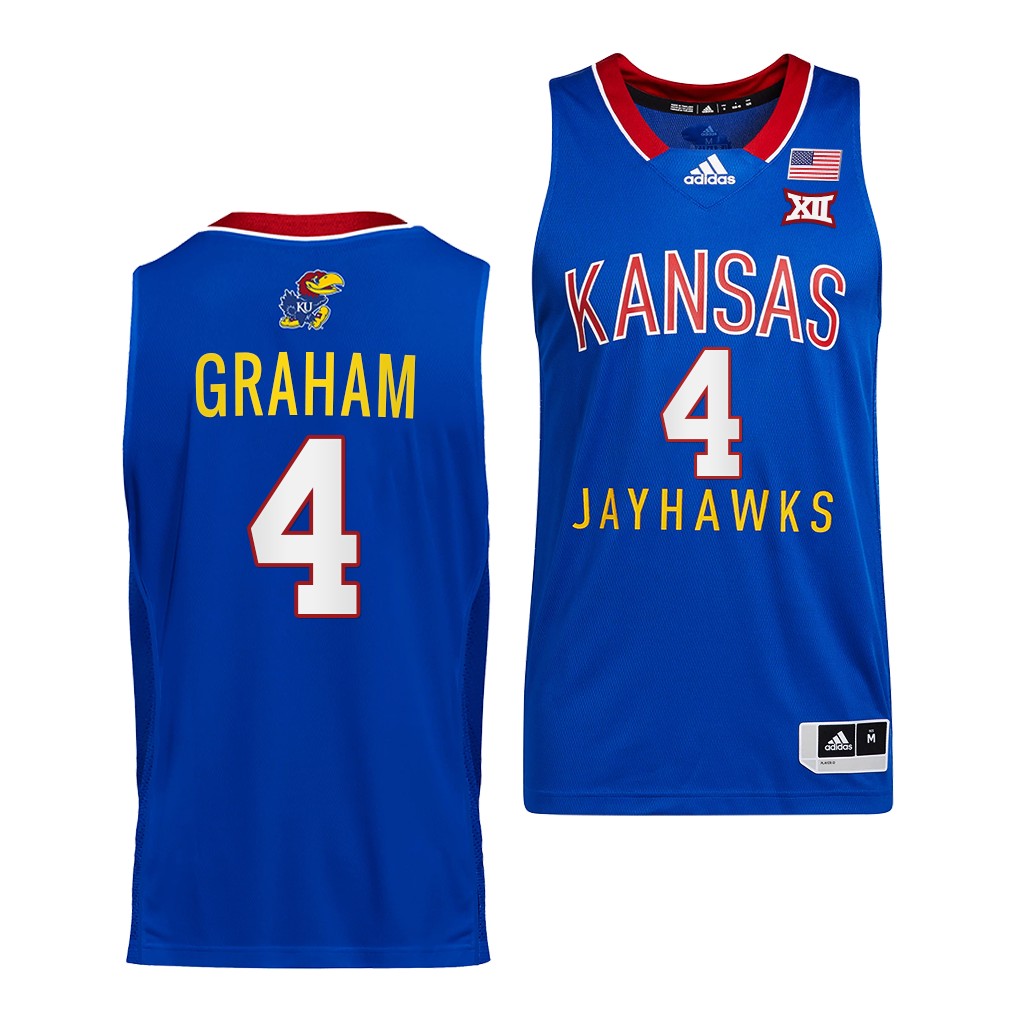 Devonte' Graham #4 Kansas Jayhawks College Throwback Royal Jersey