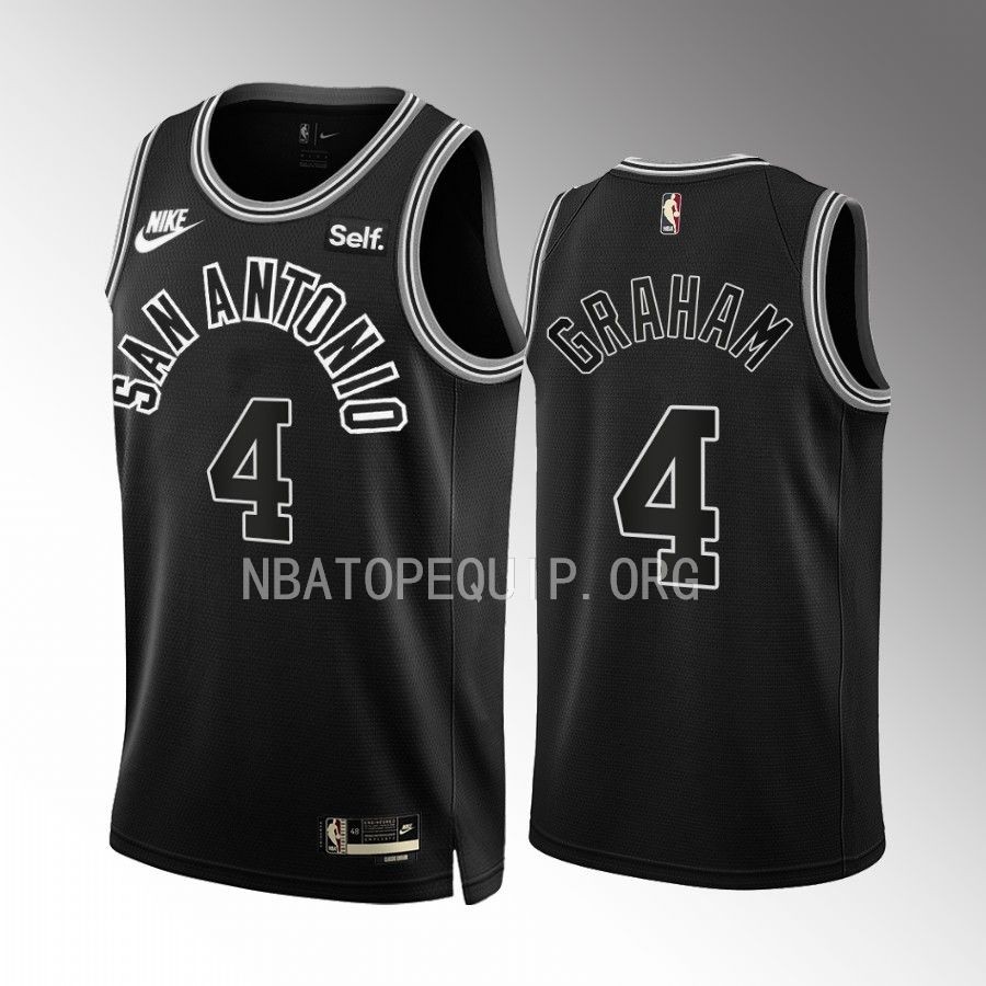 Devonte' Graham 2022-23 San Antonio Spurs Black #4 Classic Edition Jersey Swingman