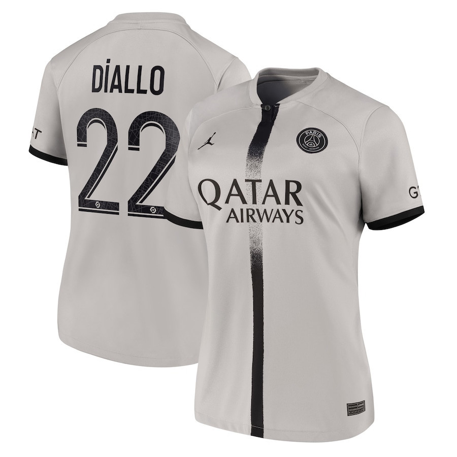 Diallo 22 Paris Saint-Germain Women 2022/23 Away Soccer Jersey – Black