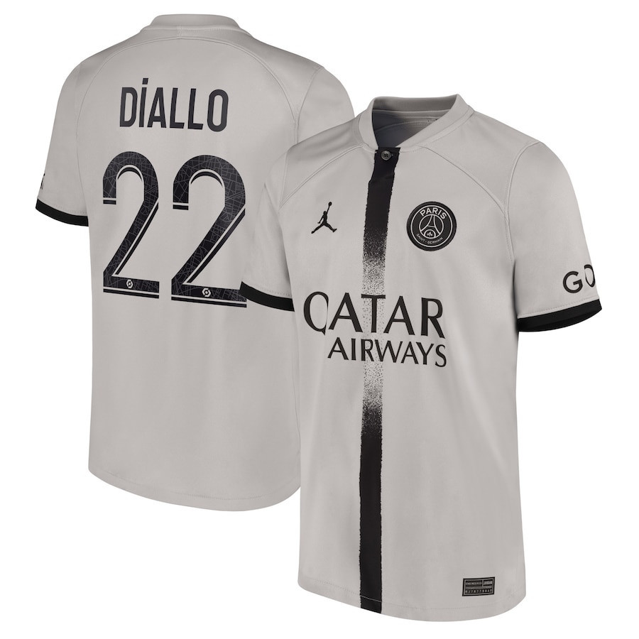 Diallo 22 Paris Saint-Germain  2022/23 Away Player Soccer Jersey – Black