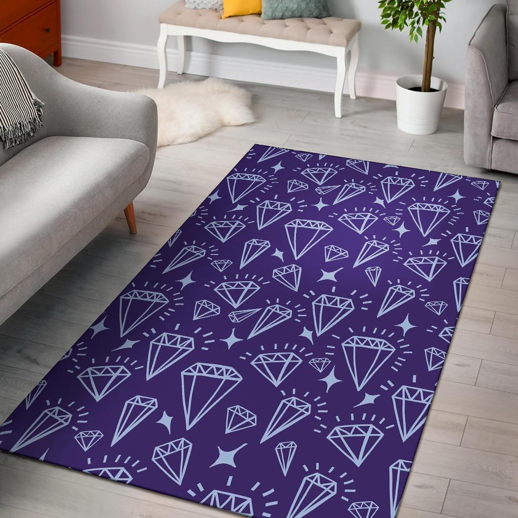 Diamond Purple Print Pattern Area Limited Edition Rectangle Rug