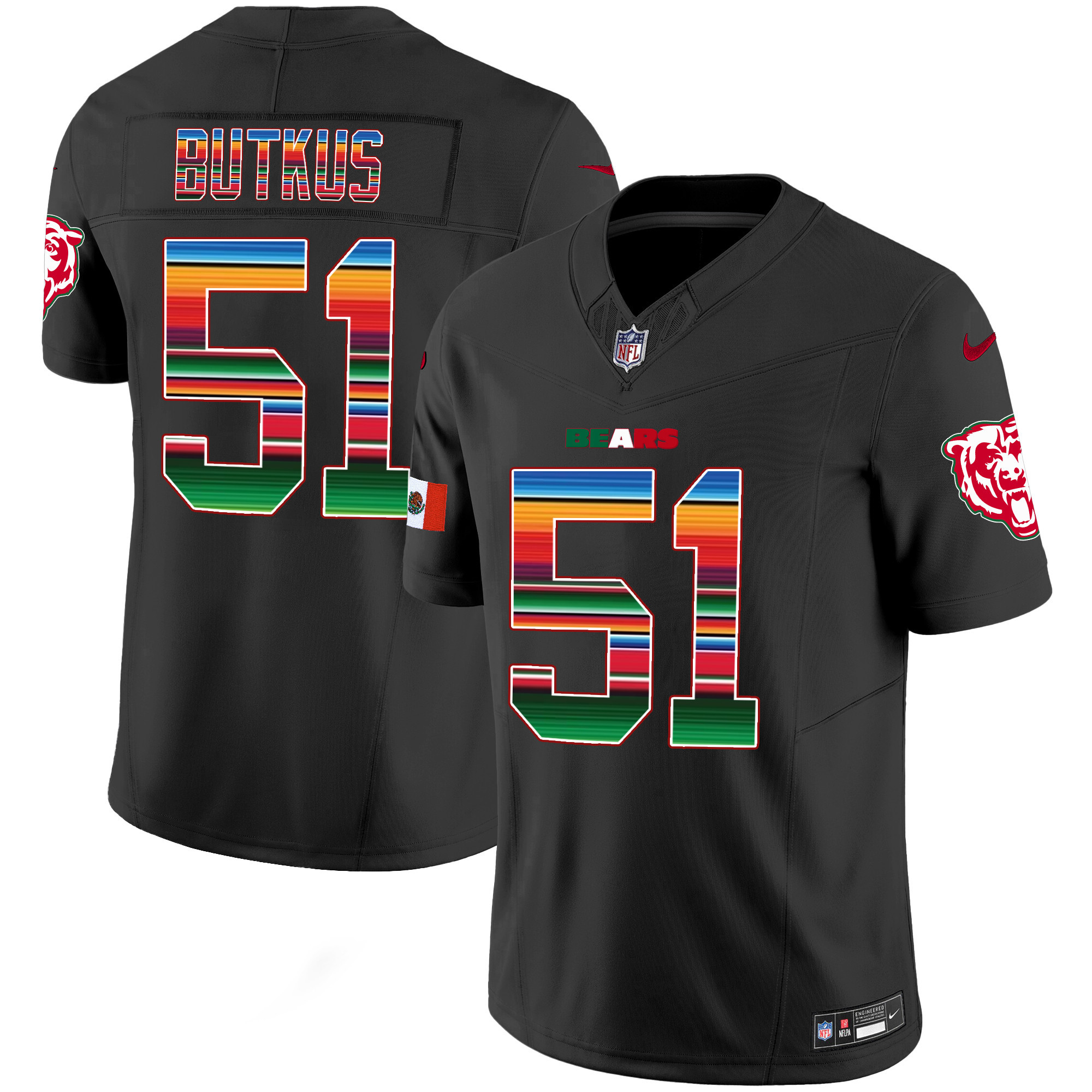 Dick Butkus Chicago Bears Mexico Vapor Black Jersey - All Stitched 
