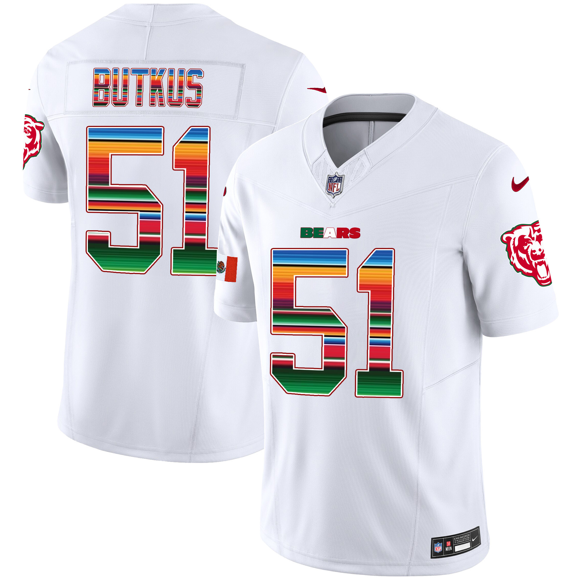Dick Butkus Chicago Bears Mexico Vapor White Jersey - All Stitched 