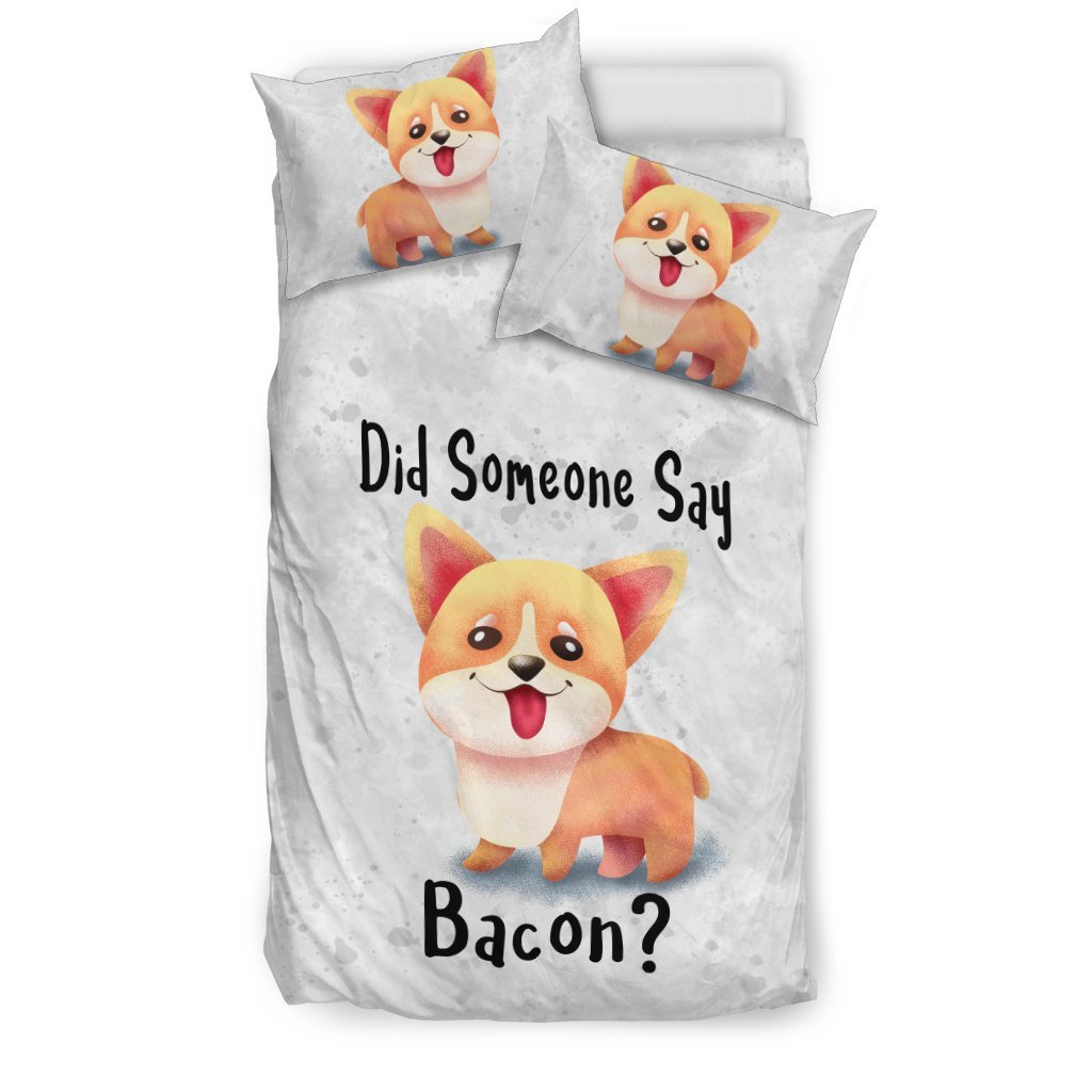 Didomeoneay Bacon Corgi Dog Beige Lining3D Customized Duvet Cover Bedding Set
