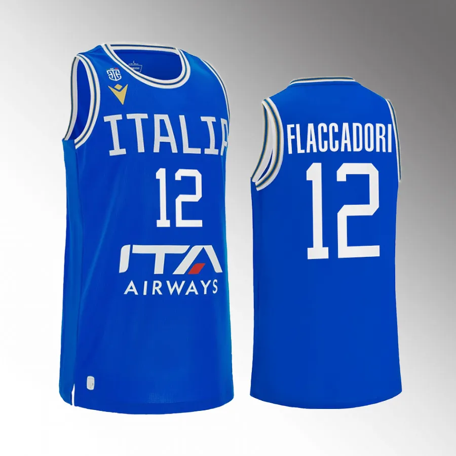 Diego Flaccadori Italy 2023 FIBA World Cup Blue Jersey Home #12