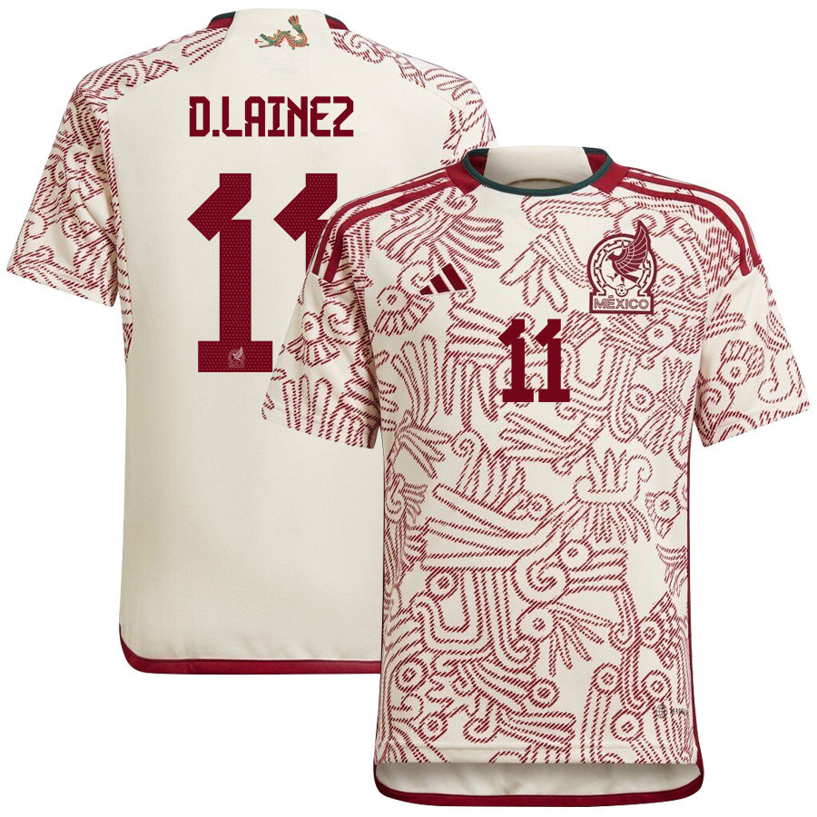 Diego Lainez 11 Mexico National Team Qatar World Cup 2022-23 – White Away  Soccer Jersey