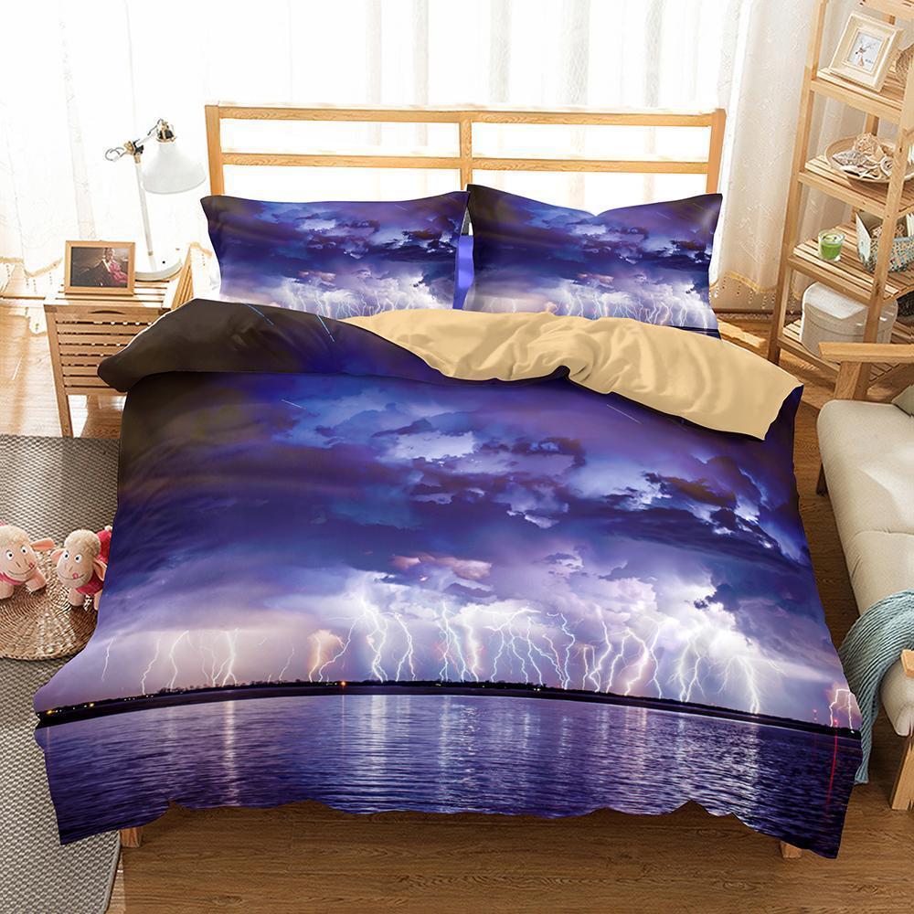 Digital Printing Lightning Hurricane Florence Path Homeupplies Pieces 3D Customized Duvet Cover Bedding Set