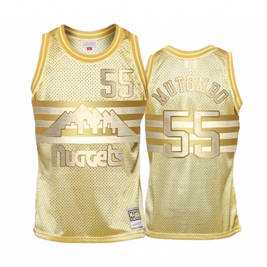 Dikembe Mutombo #55 Denver Nuggets Gold Midas SM Jersey