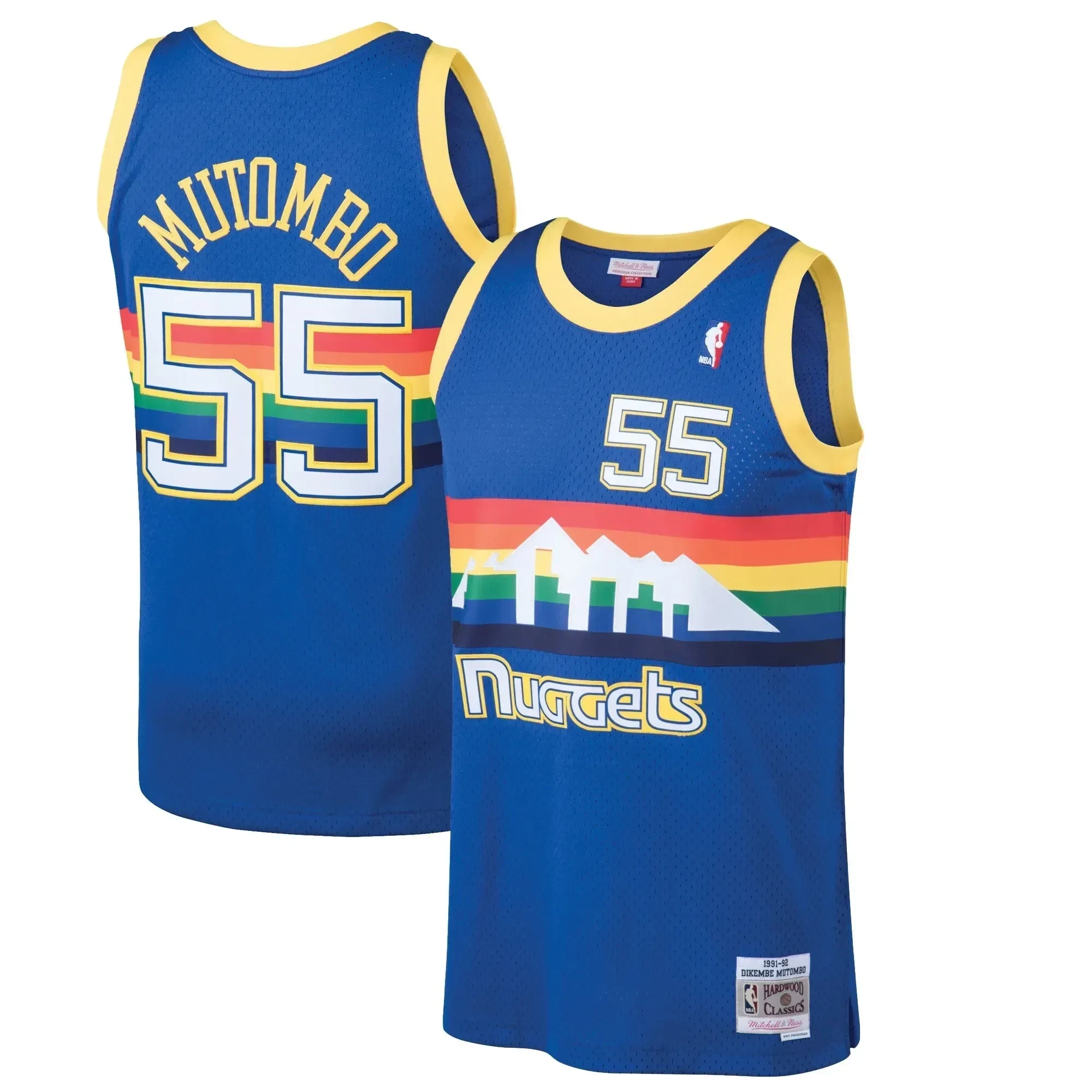 Dikembe Mutombo Denver Nuggets Mitchell &  Ness 1991-92 Hardwood Classics Swingman Jersey – Blue