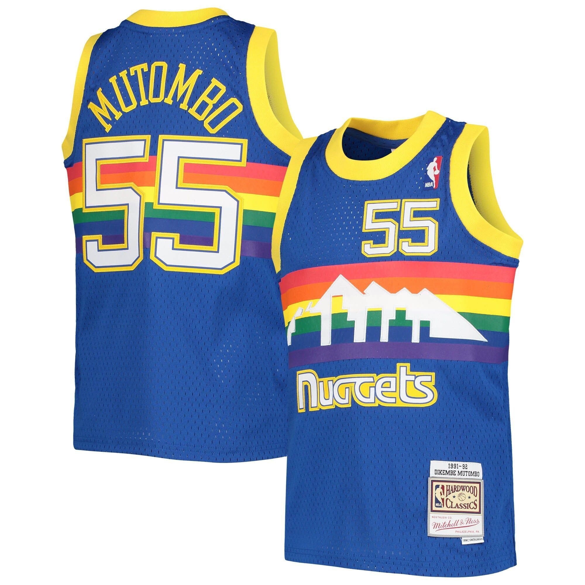 Dikembe Mutombo Denver Nuggets Mitchell &  Ness Youth 1991-92 Hardwood Classics Swingman Jersey – Royal