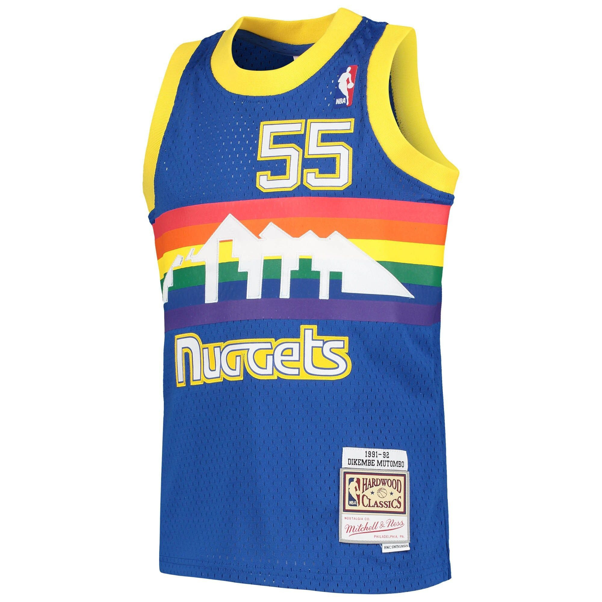 Dikembe Mutombo Denver Nuggets Mitchell &  Ness Youth 1991-92 Hardwood Classics Swingman Jersey – Royal