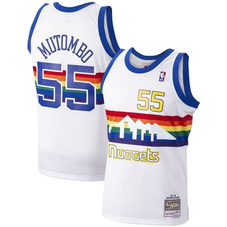 Dikembe Mutombo Denver Nuggets Mitchell & Ness 1991-92 Hardwood Classics Swingman Player Jersey – White