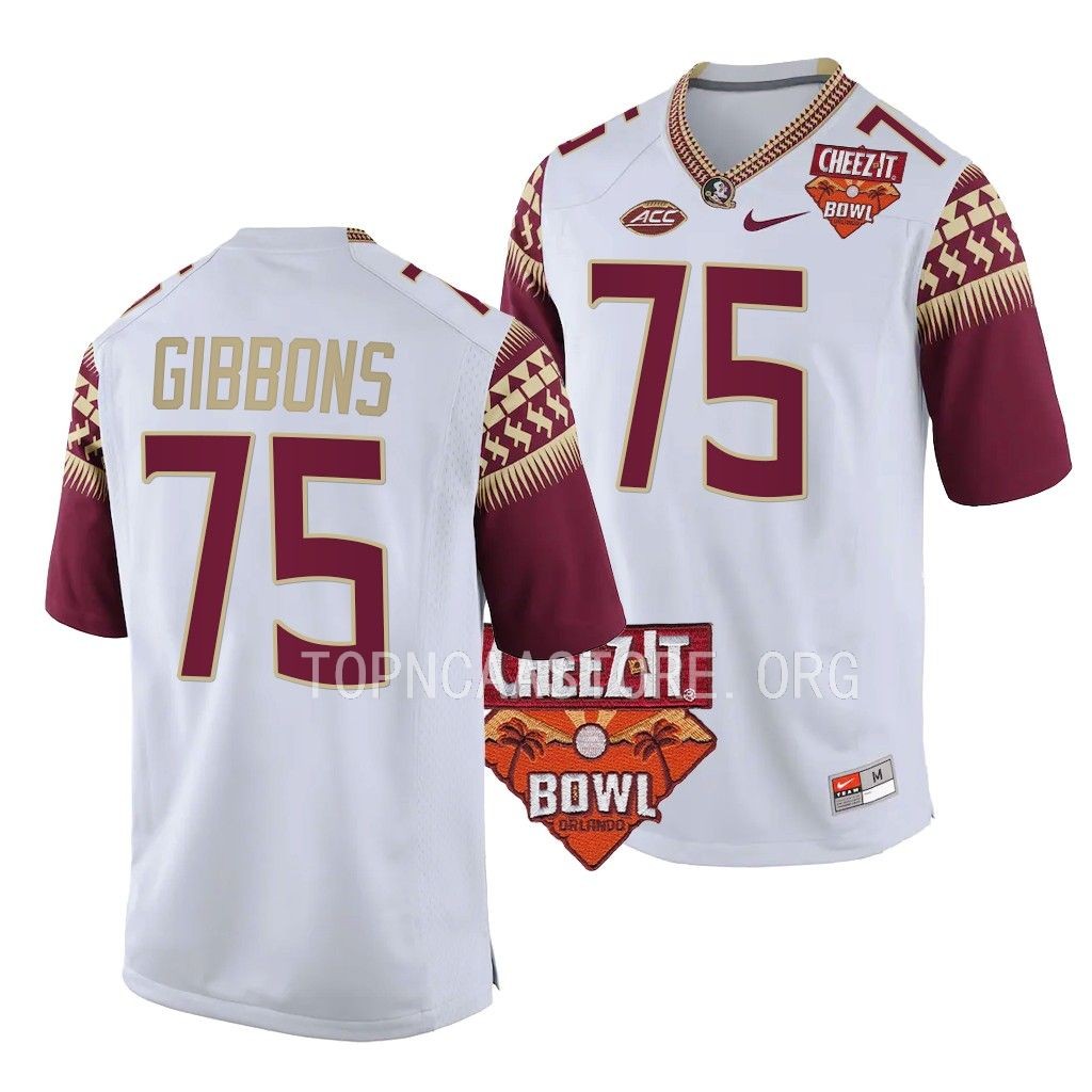 Dillan Gibbons Florida State Seminoles 2022 Cheez-It Bowl White Men College 75 Jersey