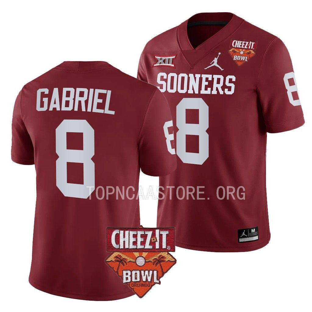 Dillon Gabriel Oklahoma Sooners 2022 Cheez-It Bowl #8 Jersey Men's Crimson College Uniform