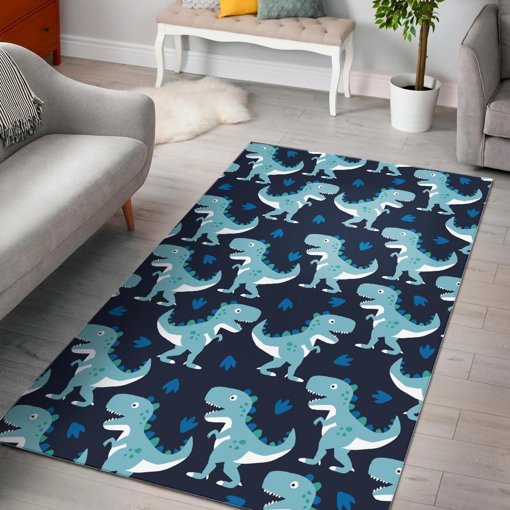 Dino Cartoon Dinosaur Pattern Print Area Limited Edition Rectangle Rug