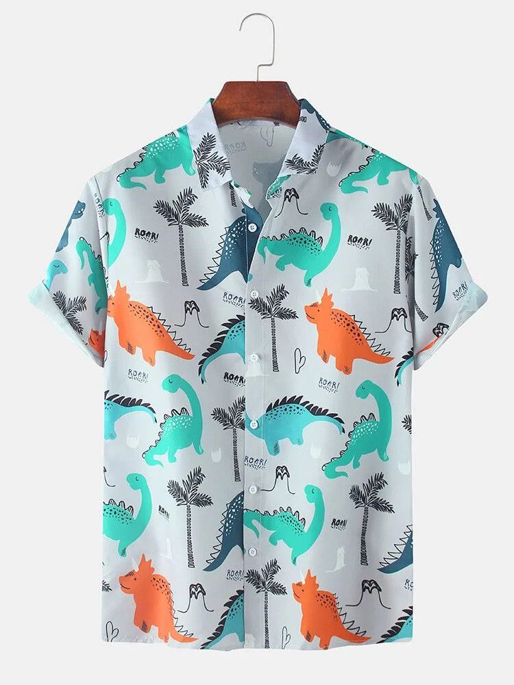 Dinosaur Cartoon All Over Printed Hawaiian Shirt Size S – 5Xl