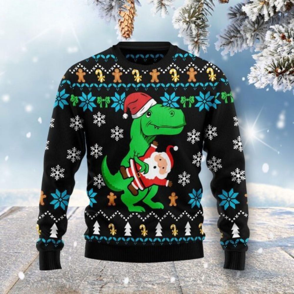 Dinosaur Christmas Sweater Funny Family Sweater Gifts