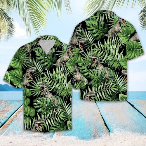 Dinosaur Green Tropical Hawaiian Shirt Summer