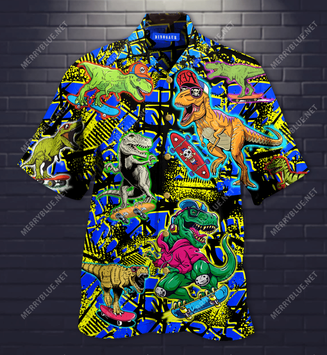Dinosaur Skateboard Hawaiian Shirt