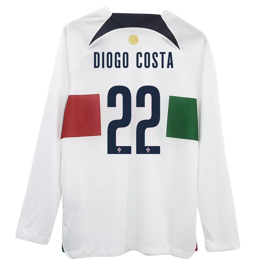 Diogo Costa 22 Portugal 2022-23 Away Men Long Sleeve Soccer Jersey National Team World Cup Qatar Patch