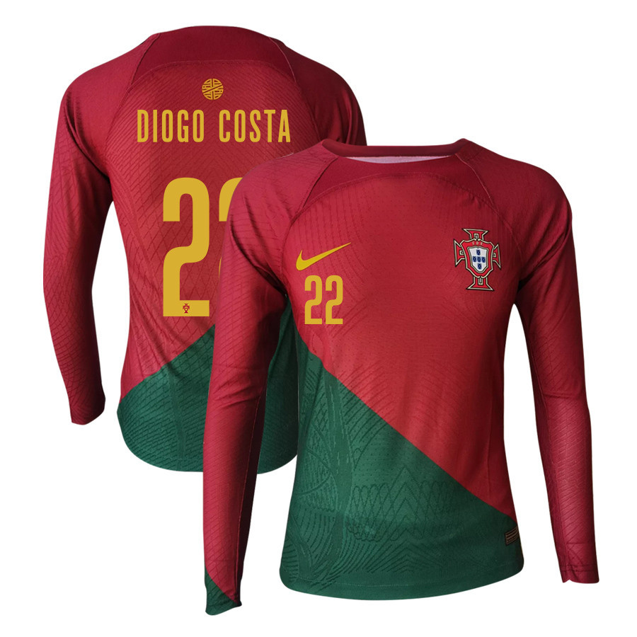 Diogo Costa 22 Portugal 2022-23 Home Men Long Sleeve Soccer Jersey National Team World Cup Qatar