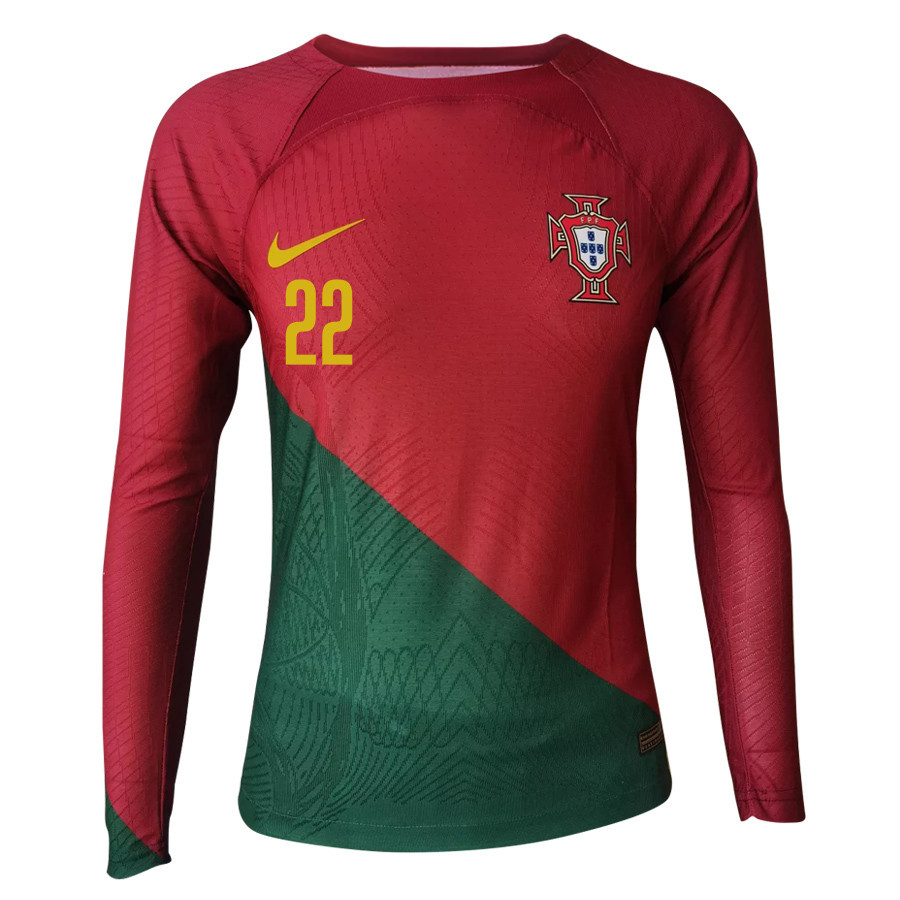 Diogo Costa 22 Portugal 2022-23 Home Men Long Sleeve Soccer Jersey National Team World Cup Qatar Patch