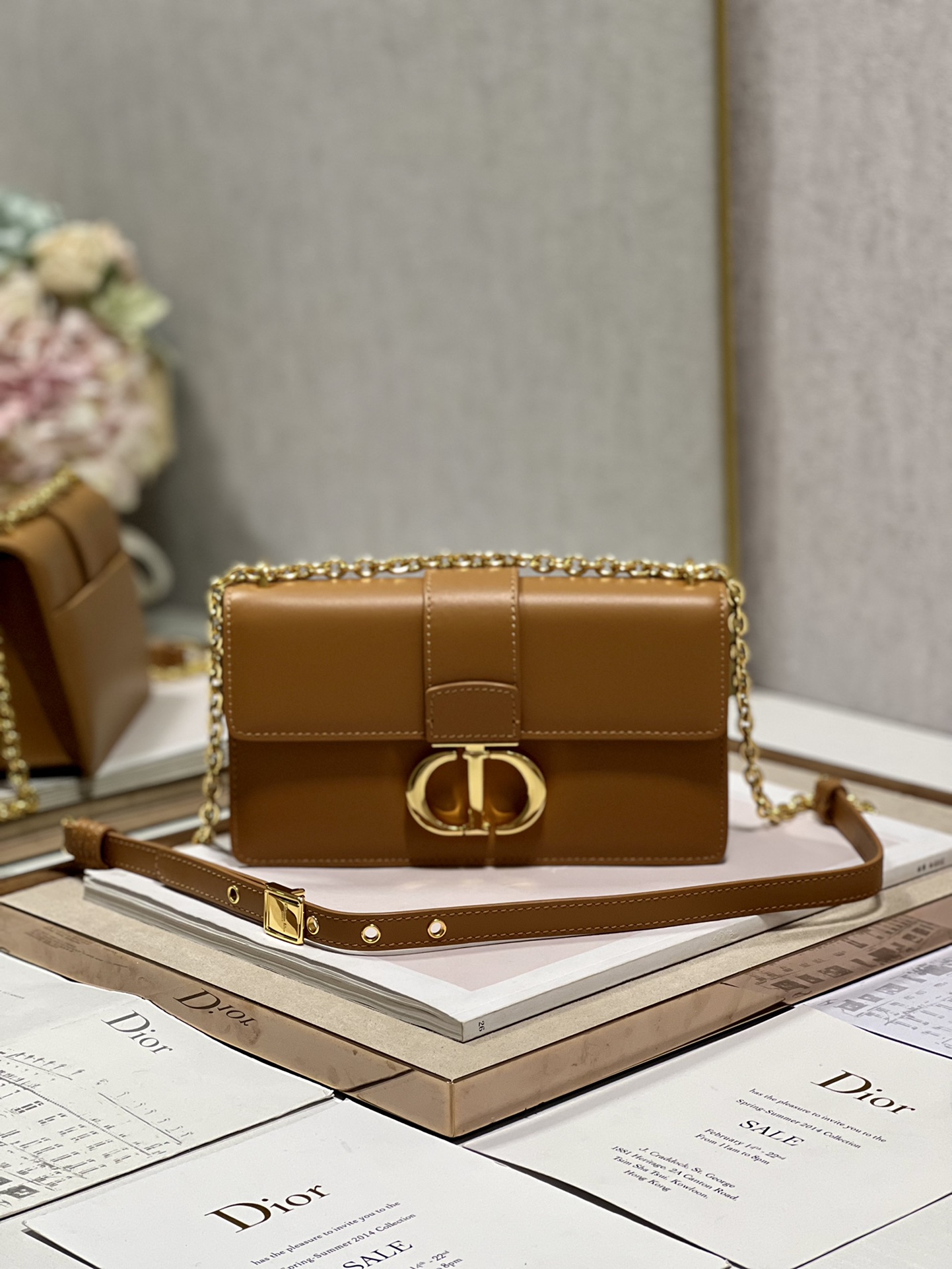 Dior 30 Montaigne East West Bag With Chain White/Pink/Black/Brown For Women 8.5in/21.5cmUHEL_
