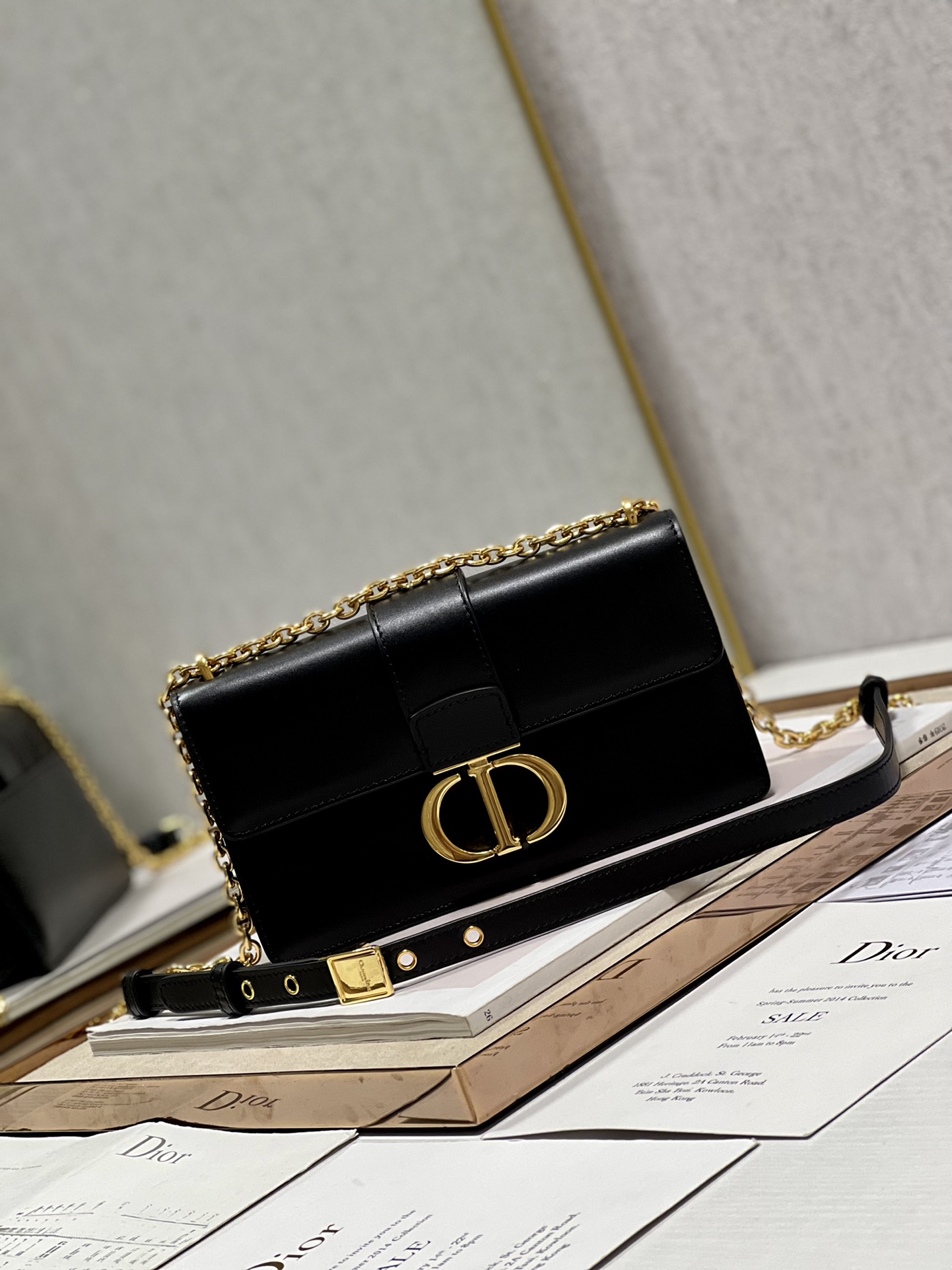 Dior 30 Montaigne East West Bag With Chain White/Pink/Black/Brown For Women 8.5in/21.5cmUHEL_