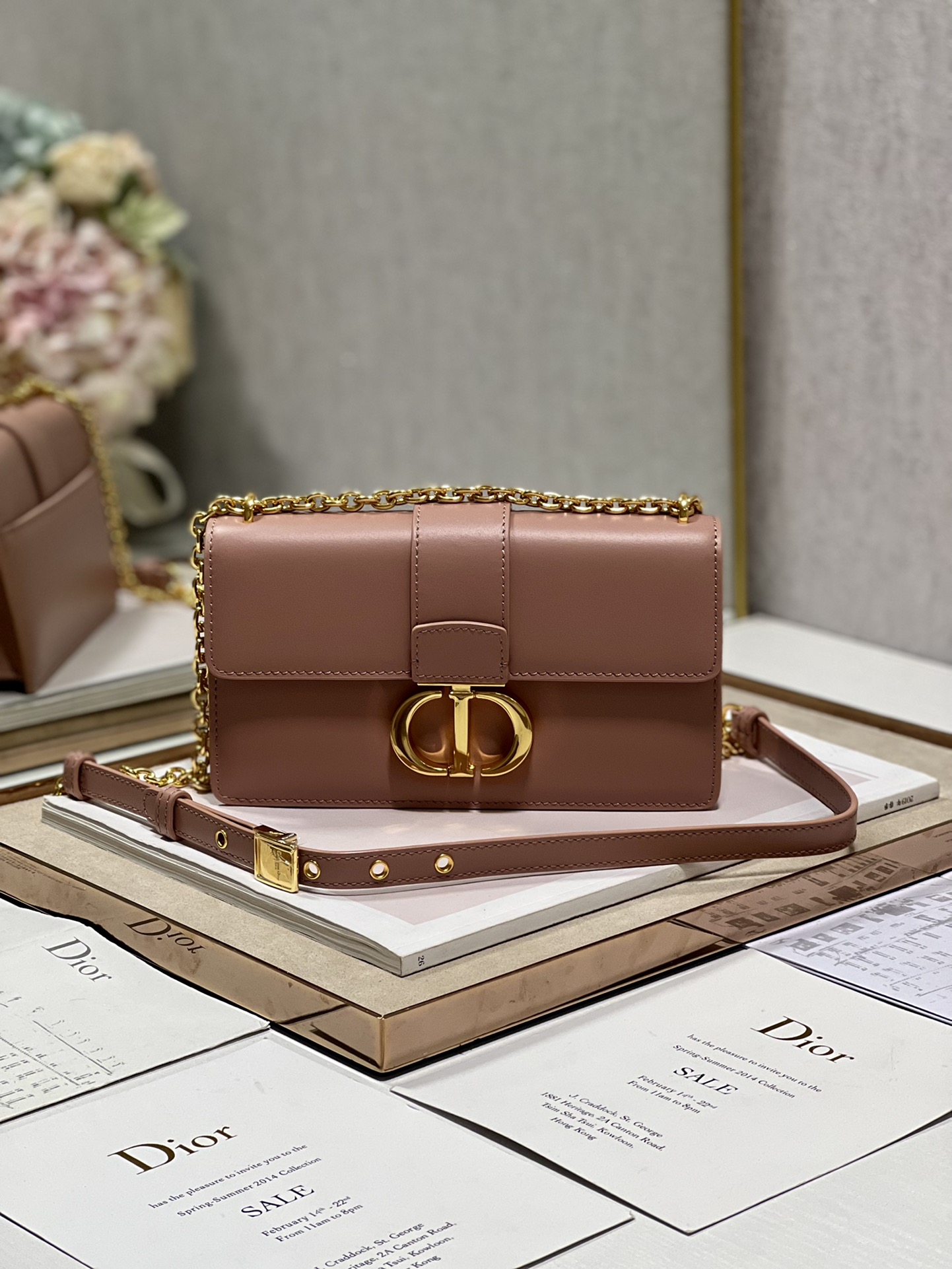 Dior 30 Montaigne East West Bag With Chain White/Pink/Black/Brown For Women 8.5in/21.5cmUHEL_