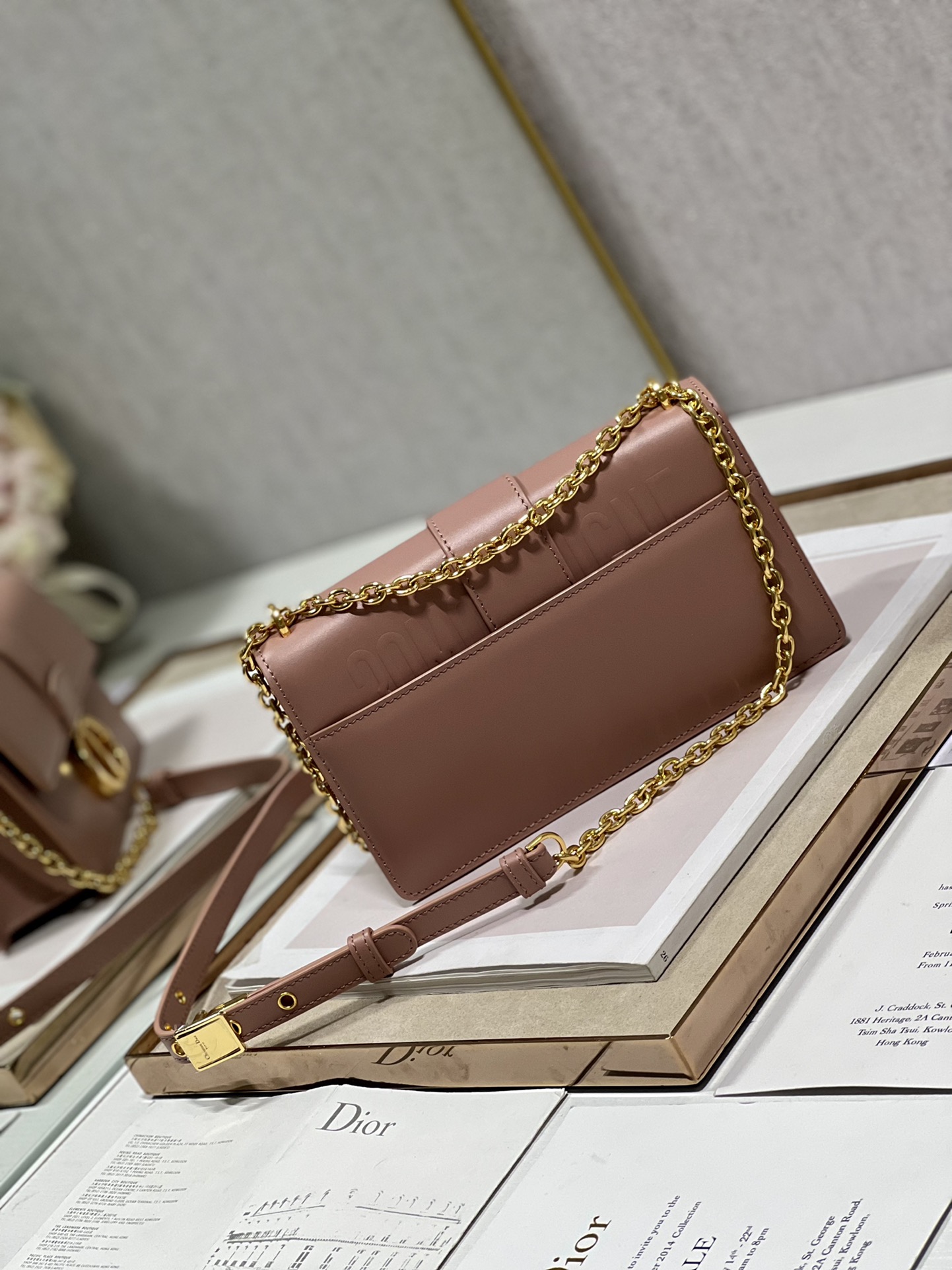 Dior 30 Montaigne East West Bag With Chain White/Pink/Black/Brown For Women 8.5in/21.5cmUHEL_