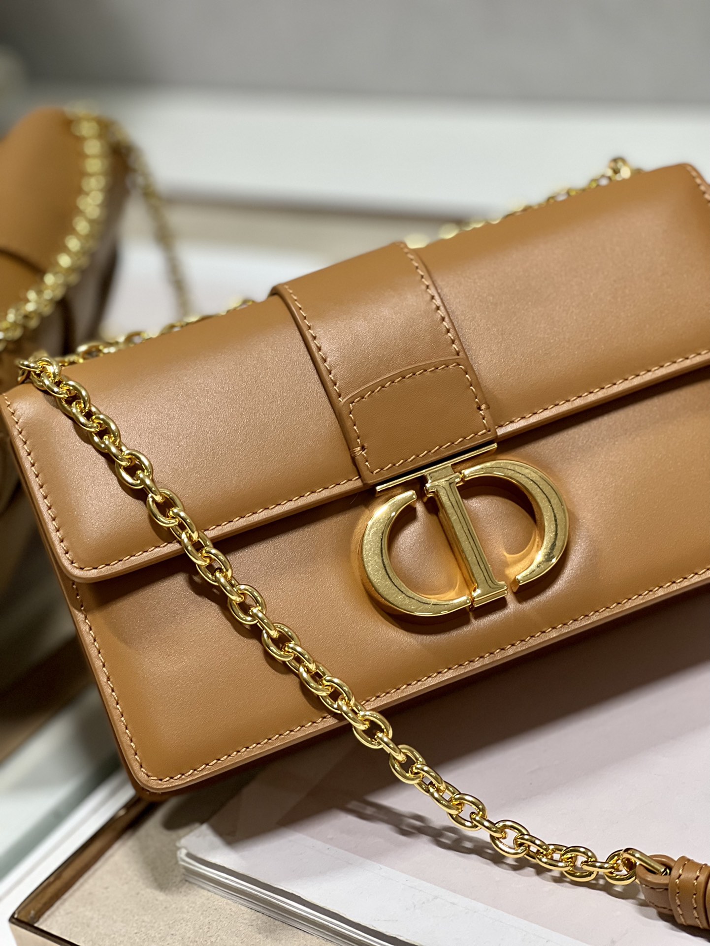 Dior 30 Montaigne East West Bag With Chain White/Pink/Black/Brown For Women 8.5in/21.5cmUHEL_