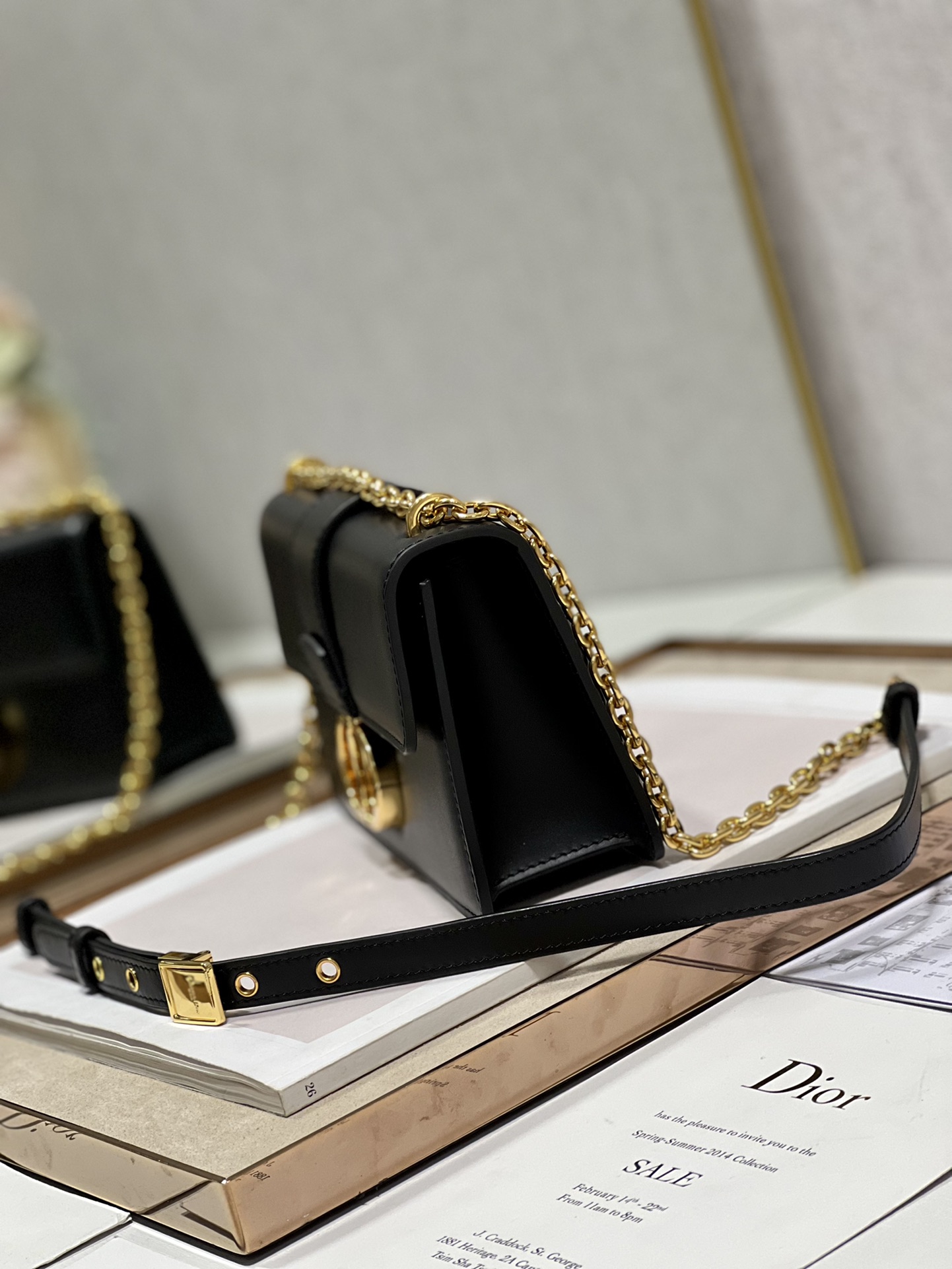 Dior 30 Montaigne East West Bag With Chain White/Pink/Black/Brown For Women 8.5in/21.5cmUHEL_