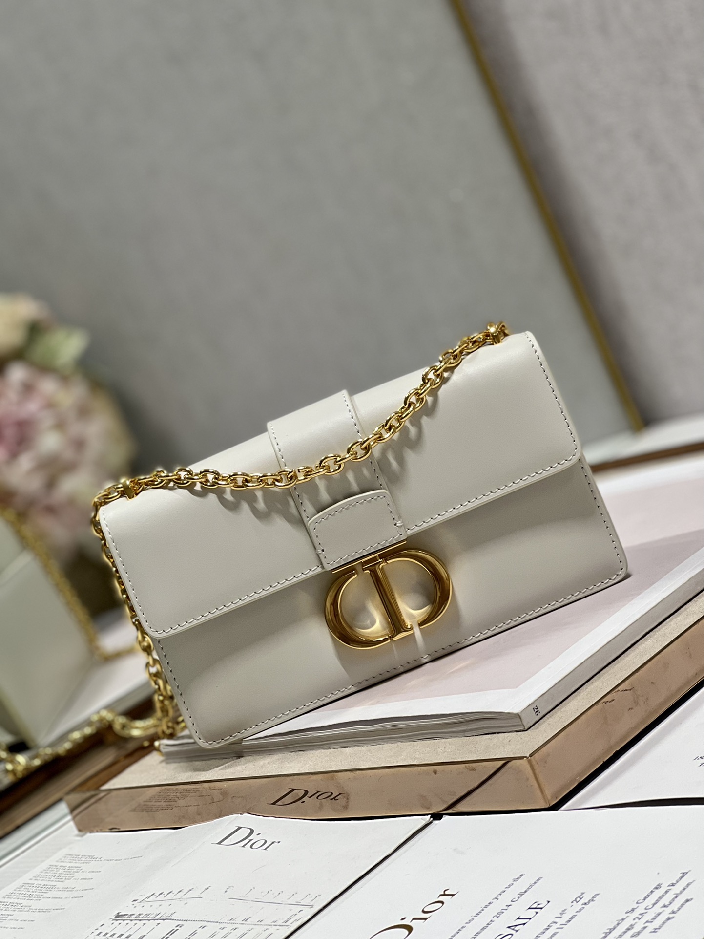 Dior 30 Montaigne East West Bag With Chain White/Pink/Black/Brown For Women 8.5in/21.5cmUHEL_