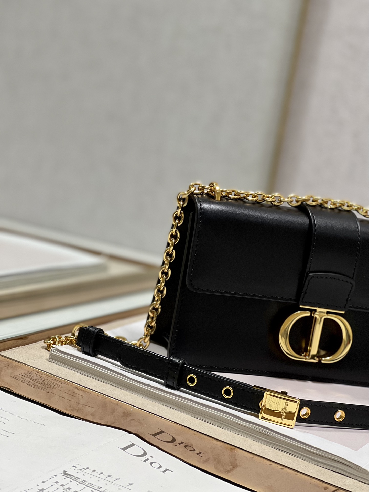 Dior 30 Montaigne East West Bag With Chain White/Pink/Black/Brown For Women 8.5in/21.5cmUHEL_