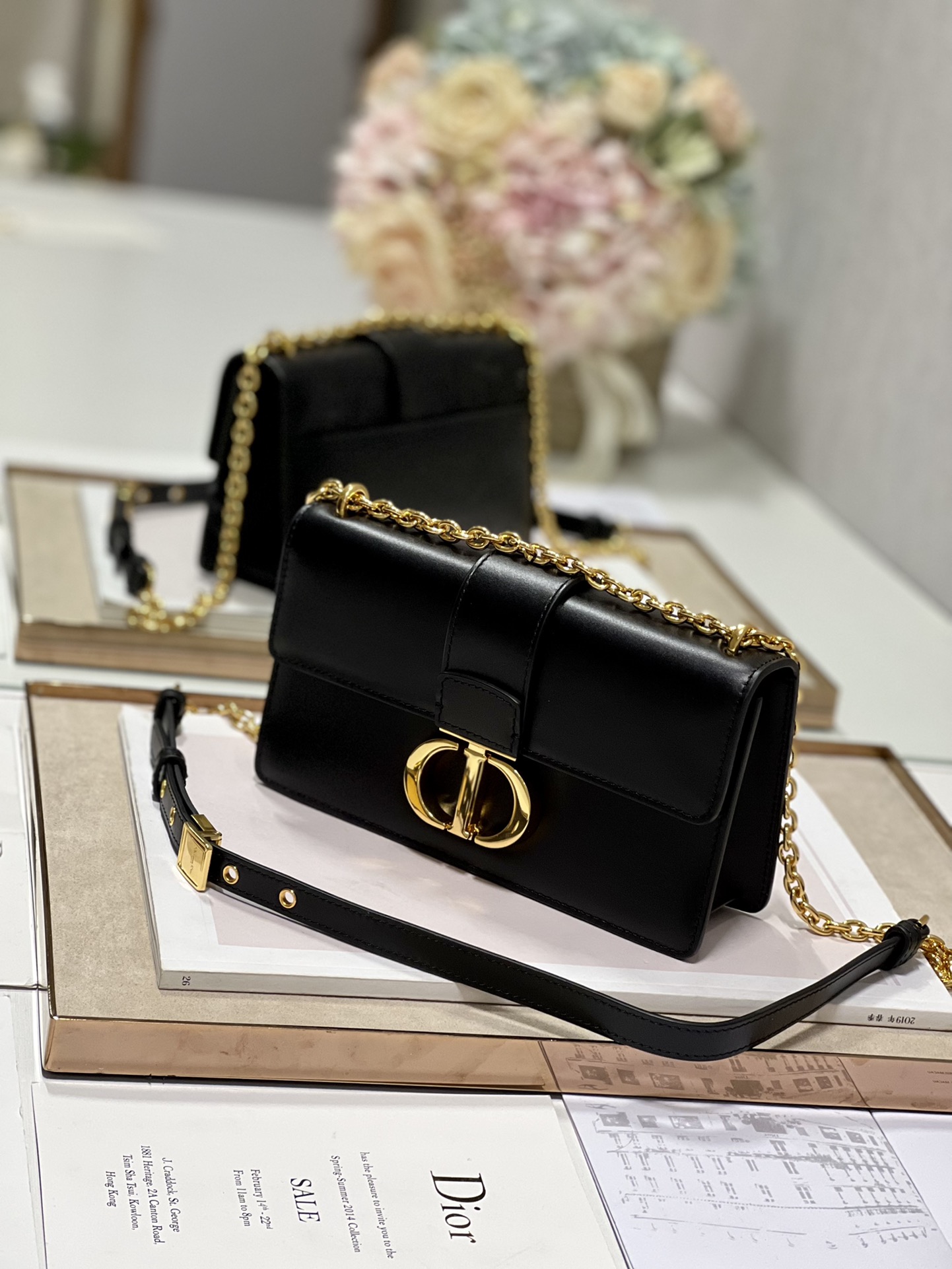 Dior 30 Montaigne East West Bag With Chain White/Pink/Black/Brown For Women 8.5in/21.5cmUHEL_