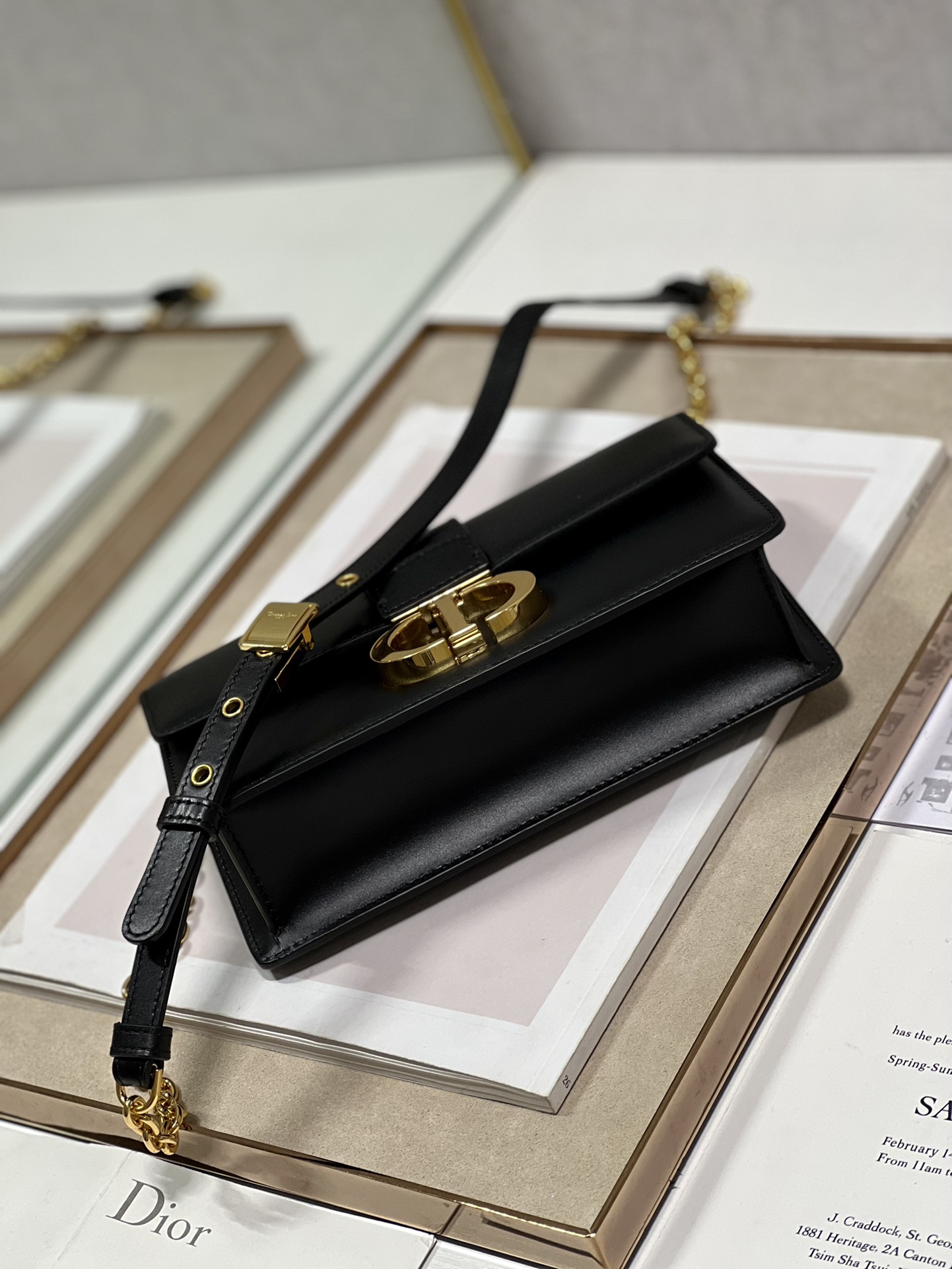 Dior 30 Montaigne East West Bag With Chain White/Pink/Black/Brown For Women 8.5in/21.5cmUHEL_