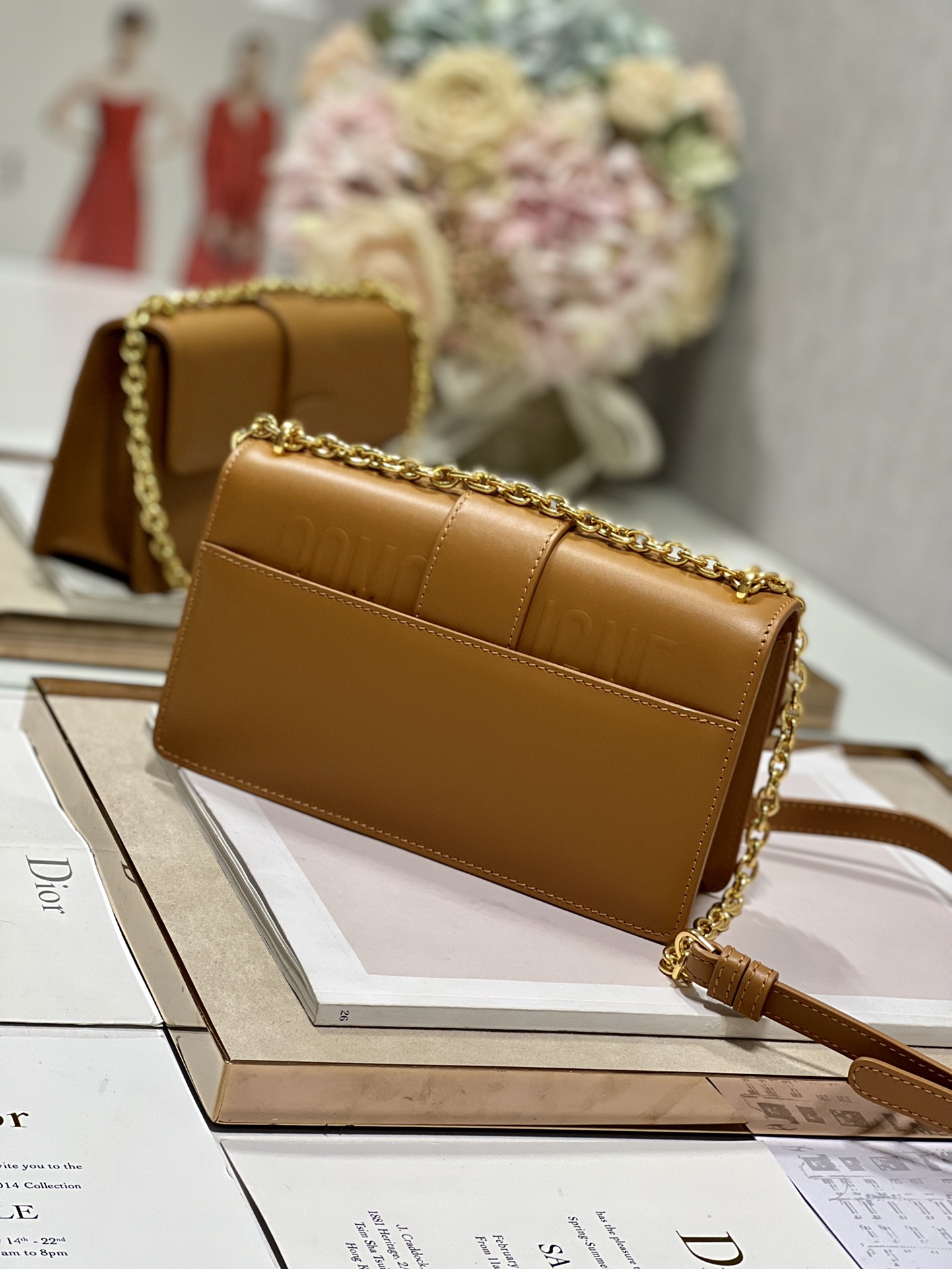 Dior 30 Montaigne East West Bag With Chain White/Pink/Black/Brown For Women 8.5in/21.5cmUHEL_