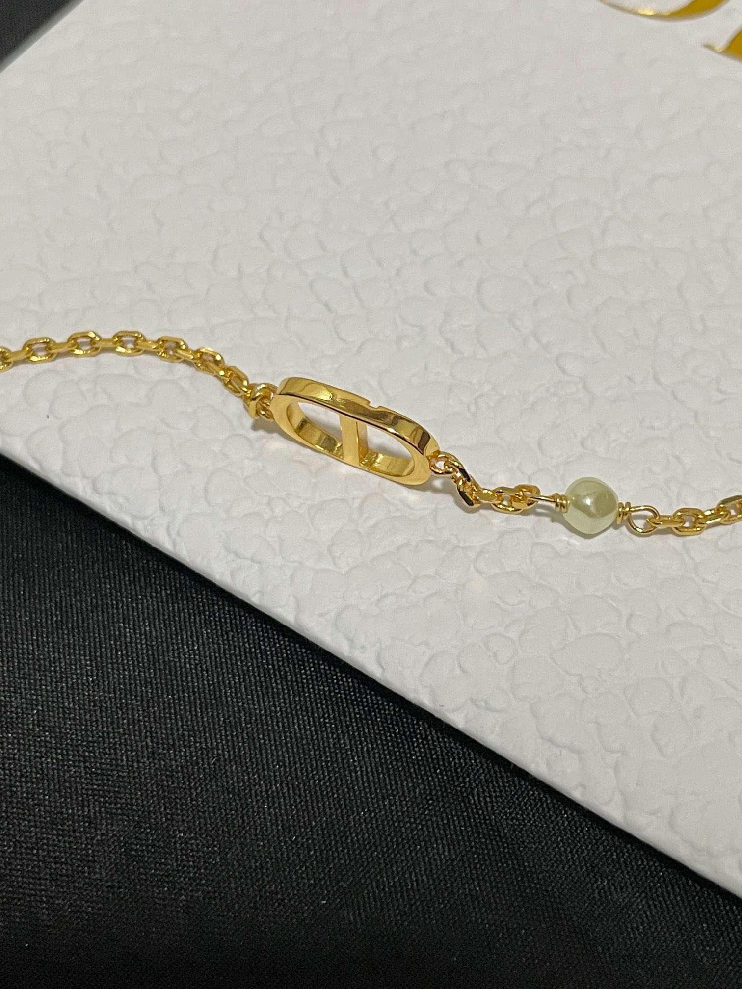 Dior Big Pearl Necklace Gold For Women