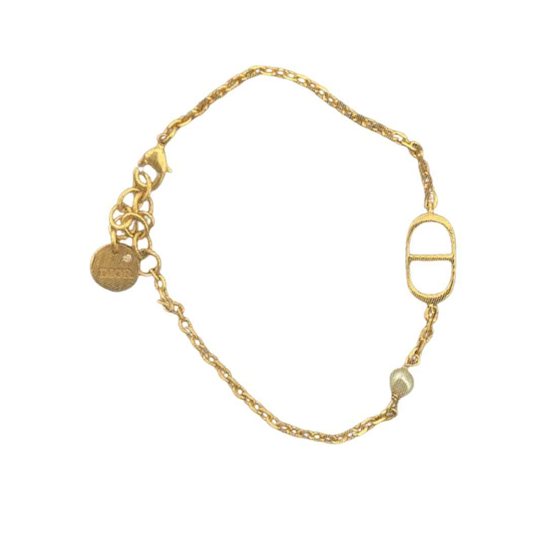 Dior Big Pearl Necklace Gold For Women