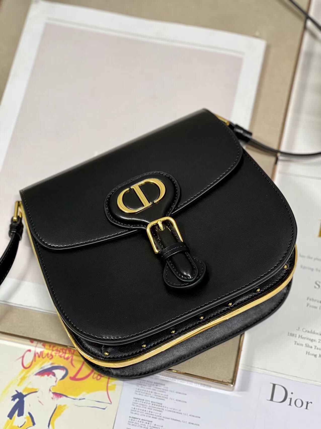 Dior Bobby Frame Bag Black/Brown/White/Greige For Women 8in/20cmUMOF_