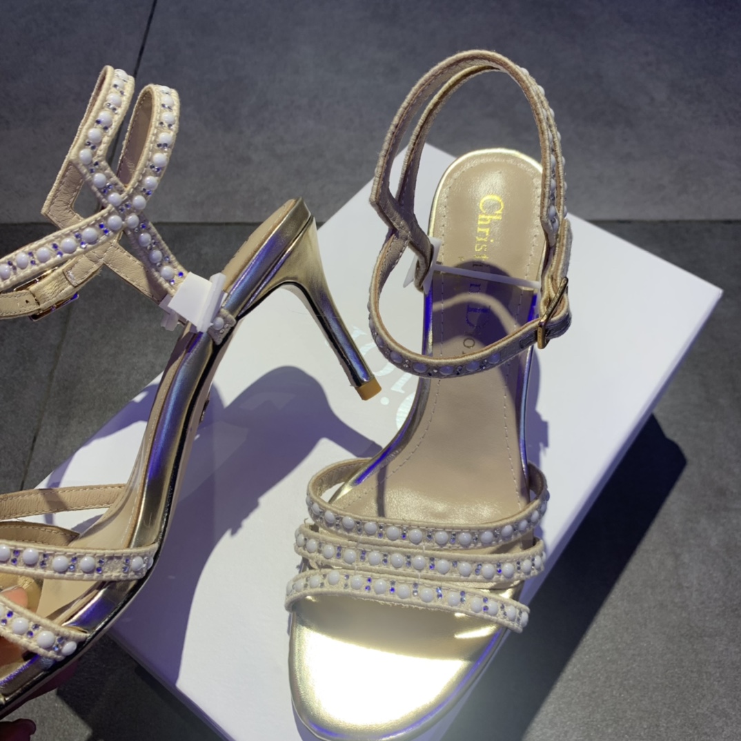 Dior CD Dway Heeled Sandal Gold For Women 2.5 in / 6.5 cm