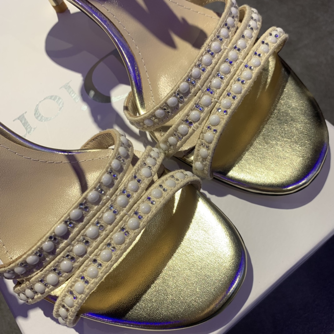 Dior CD Dway Heeled Sandal Gold For Women 2.5 in / 6.5 cm