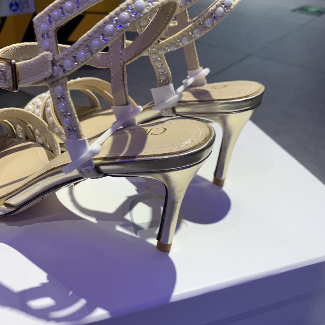 Dior CD Dway Heeled Sandal Gold For Women 2.5 in / 6.5 cm