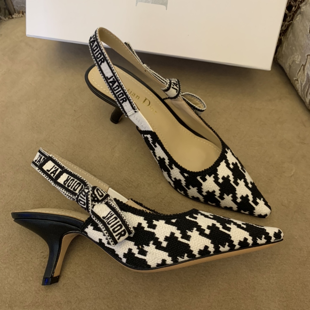 Dior CD J’Adior Slingback Pump Black And White For Women 2.6 in / 6.5 cm